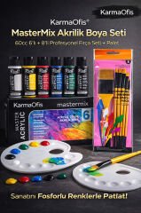 MasterMix Akrilik Boya Seti 60cc 6’lı 8’li Profesyonel Fırça Seti + Palet | Hobi & Sanat Seti