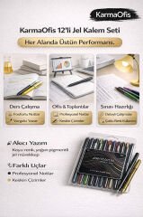 12’li Jel Kalem Seti – Çok Renkli, 0.6 / 0.7 / 1.0 mm Uç, Premium Yazım