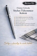 Stylus Tükenmez Kalem Seti | Mavi – Füme – Gri Gövde | Dokunmatik Uyumlu Premium Metal Kalem