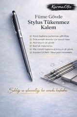 Stylus Tükenmez Kalem | Füme Gövde | Dokunmatik Uyumlu Premium Metal Kalem