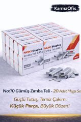 No:10 Gümüş Zımba Teli – 20 Adet Mega Set | Dayanıklı, Pürüzsüz Çakım Ofis Zımba Teli