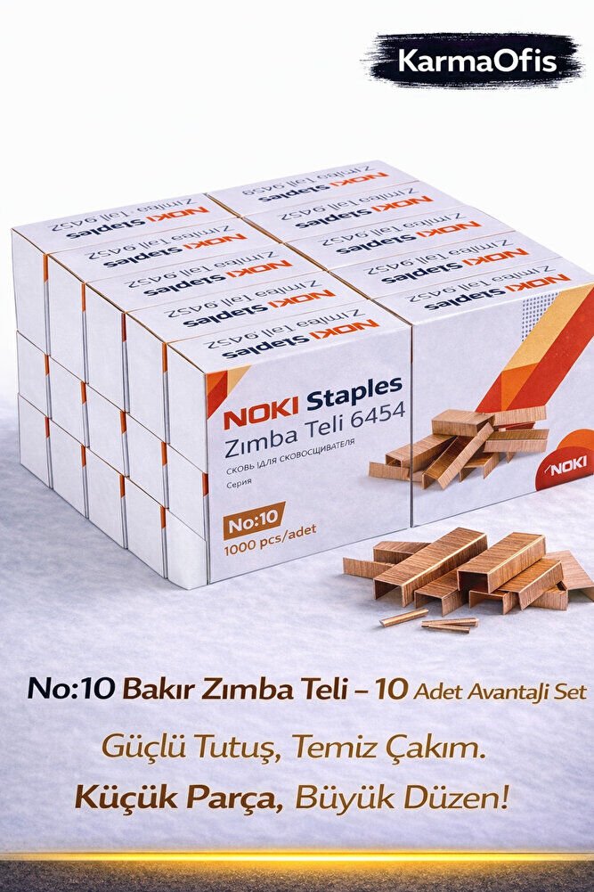 No:10 Bakır Zımba Teli – 10 Adet Set | Dayanıklı, Pürüzsüz Çakım Ofis Zımba Teli