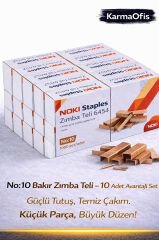 No:10 Bakır Zımba Teli – 10 Adet Set | Dayanıklı, Pürüzsüz Çakım Ofis Zımba Teli