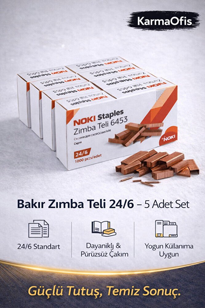 Bakır Zımba Teli 24/6 – 5 Adet Set | Ekonomik & Profesyonel Çözüm