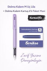Dolma Kalem M Uç + 6’lı Mavi Kartuş Seti | Lila