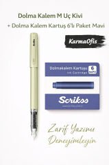 Dolma Kalem M Uç + 6’lı Mavi Kartuş Seti | Mint Kivi - Tek Ebat