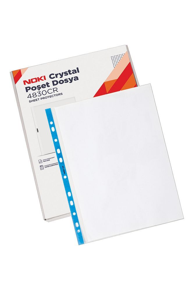 Noki Crystal Poşet Dosya Mavi Şeritli 100'lü Kutu