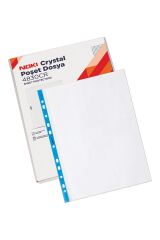 Noki Crystal Poşet Dosya Mavi Şeritli 100'lü Kutu