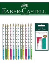 Faber-Castell 12'li Crown Kurşun Kalem ve Kutulu Kalemtıraş+Silgi Seti Blister