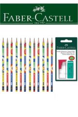 Faber-Castell 12'li Pattern Kurşun Kalem ve Kutulu Kalemtıraş+Silgi Seti Blister