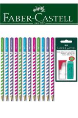 Faber-Castell 12'li Candy Roll Kalem ve Kutulu Kalemtıraş+Silgi Seti Blister