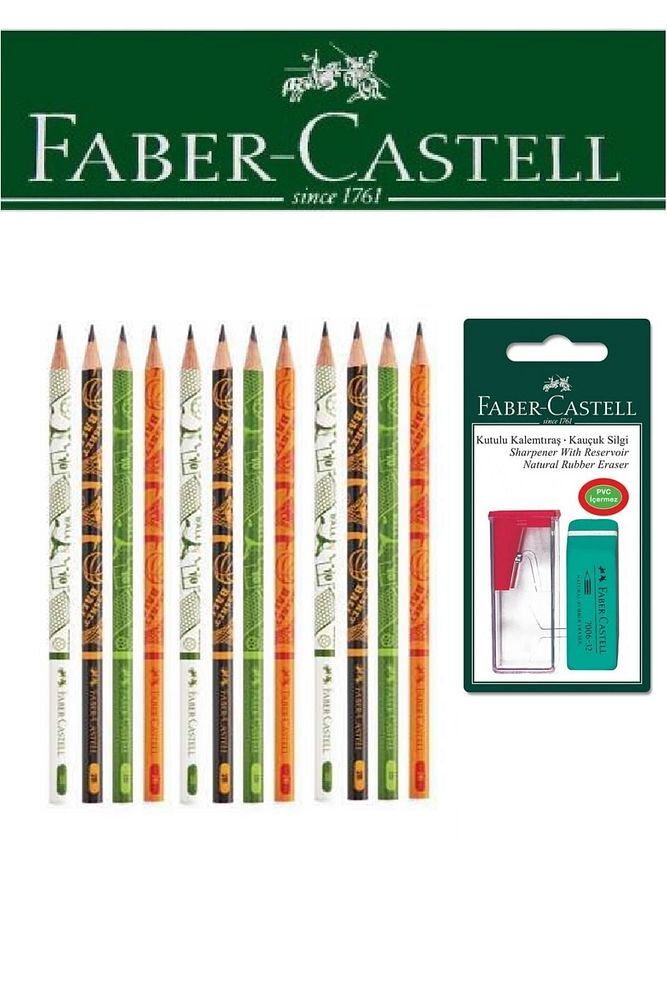 Faber-Castell 12'li Spor Kurşun Kalem ve Kutulu Kalemtıraş+Silgi Seti Blister