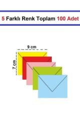 Kartvizit Zarfı Karışık 5 Farklı Renkli 80 gr 7 x 9 cm 100'lü