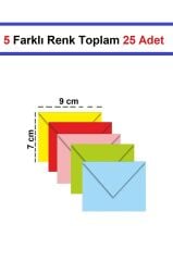 Kartvizit Zarfı Karışık 5 Farklı Renkli 80 gr 7 x 9 cm 25'li
