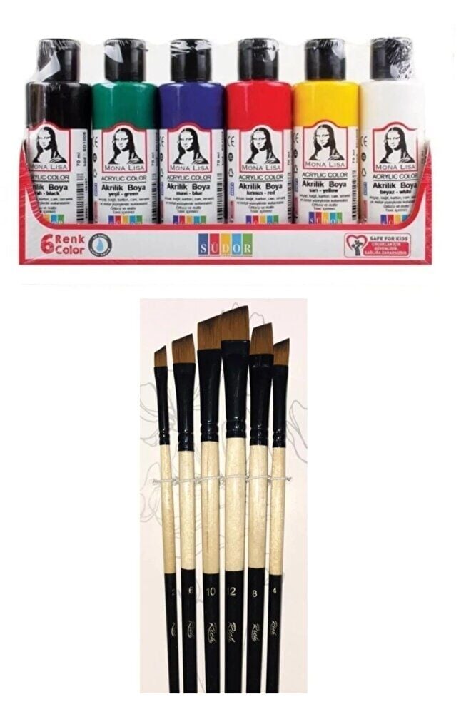 Akrilik Boya Multi Set 6x70ml + Fırça Set 4