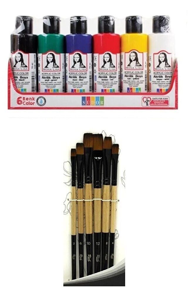Akrilik Boya Multi Set 6x70ml + Fırça Set 6