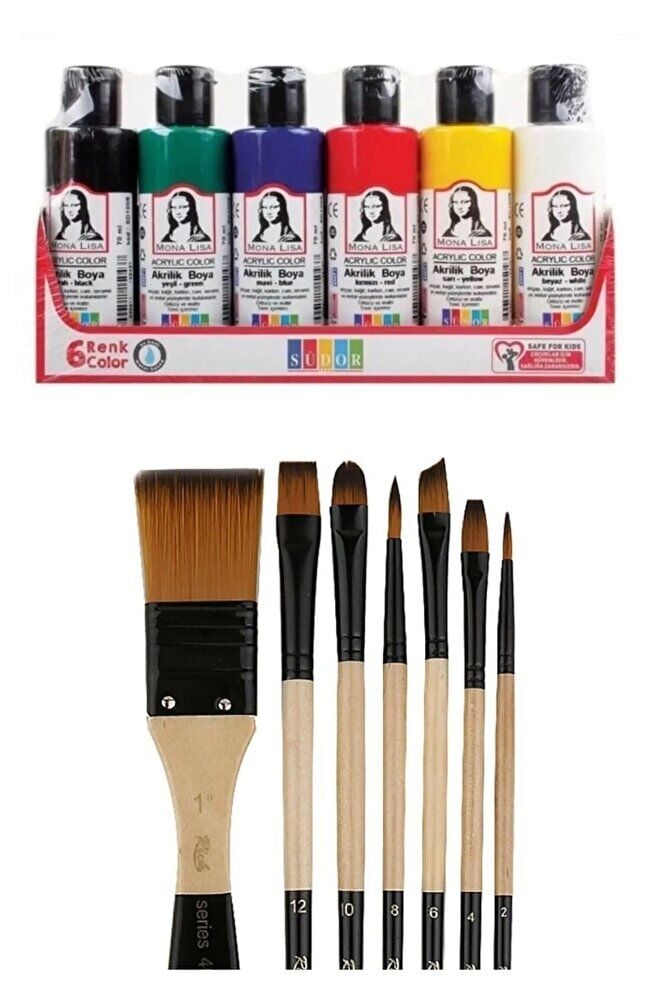 Akrilik Boya Multi Set 6x70ml + Fırça Set 1