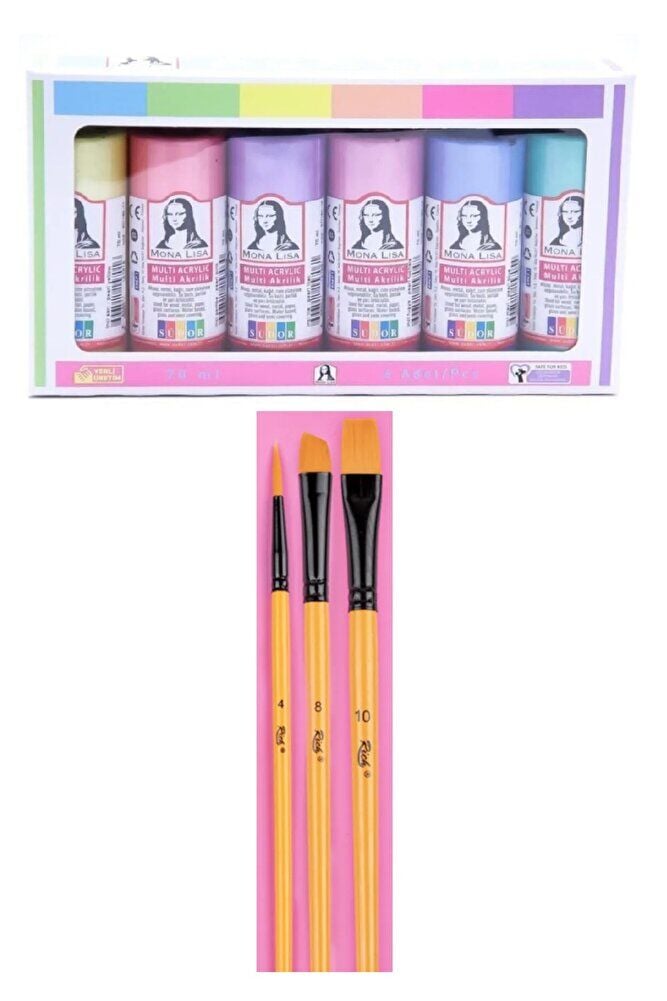 Akrilik Boya İnci Set 6x70ml + Fırça Set 10