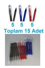 Büro Pen 1.0 Tükenmez Kalem 15 Adet (3 Farklı Renkten 5'er Adet)