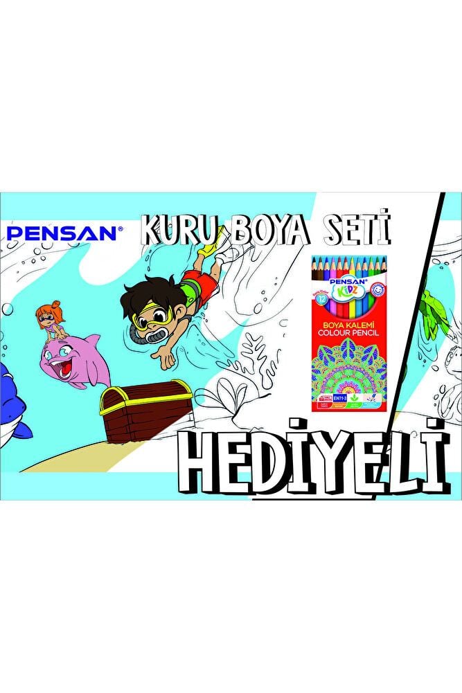 30x120 Boyama Rulosu Yaman Sualtı Macerası + Pensan 12'li Kuru Boya Kalemi