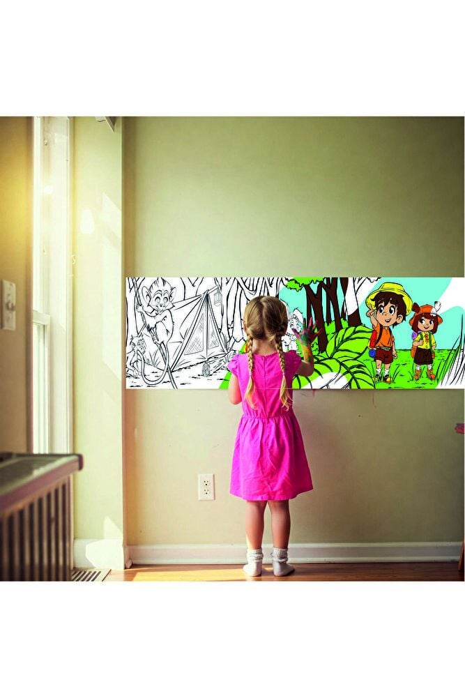 30x120 Boyama Rulosu Yaman Orman Macerası + Pensan 12'li Keçeli Boya Kalemi