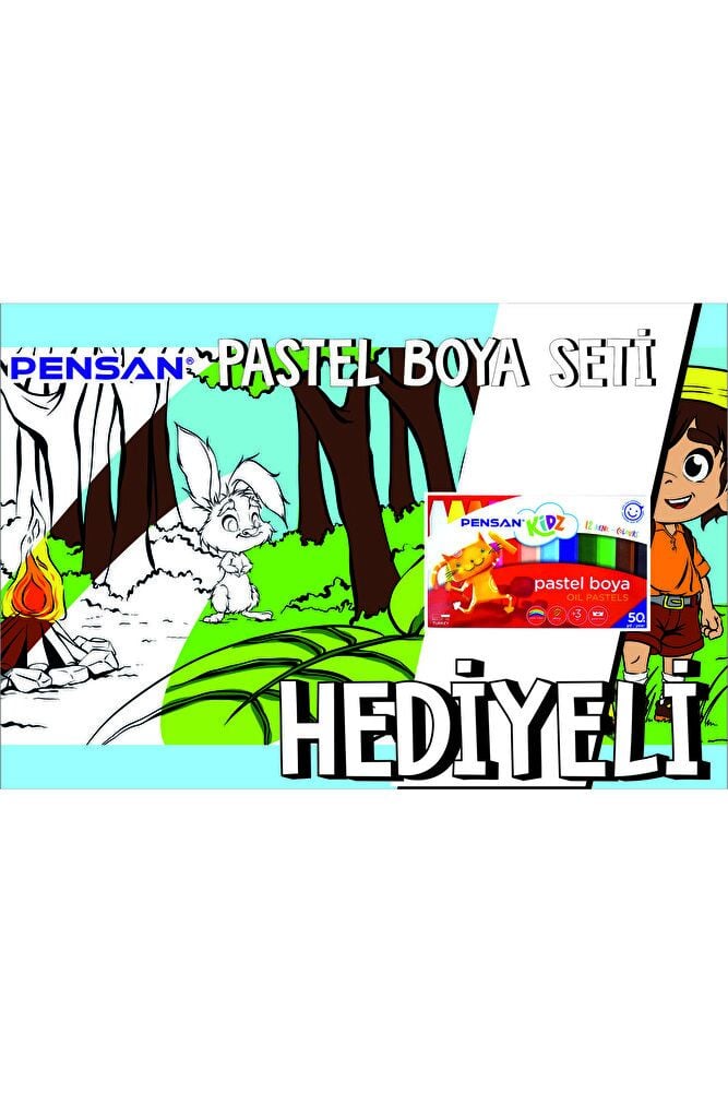 30x120 Boyama Rulosu Yaman Orman Macerası + Pensan 12'li Pastel Boya Kalemi