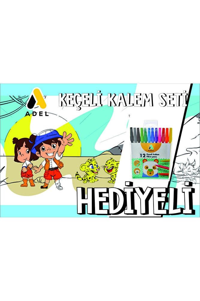 30x120 Boyama Rulosu Yaman Orman Macerası + Adel 12'li Keçeli Boya Kalemi