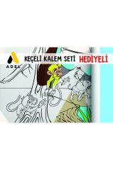 30x120 Boyama Rulosu Yaman Orman Macerası + Adel 12'li Keçeli Boya Kalemi