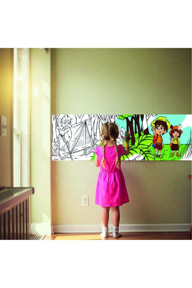 30x120 Boyama Rulosu Yaman Orman Macerası + Adel 12'li Pastel Boya Kalemi