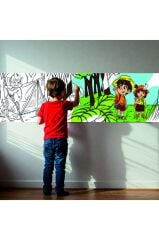 30x120 Boyama Rulosu Yaman Orman Macerası + Adel 12'li Pastel Boya Kalemi