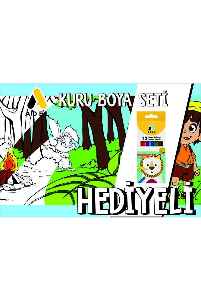 30x120 Boyama Rulosu Yaman Orman Macerası + Adel 12'li Kuru Boya Kalemi