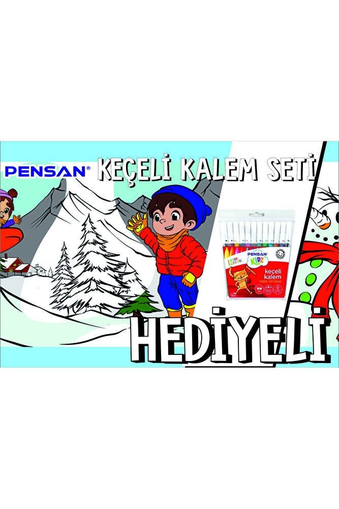 30x120 Boyama Rulosu Yaman Kar Tatili + Pensan 12'li Keçeli Boya Kalemi