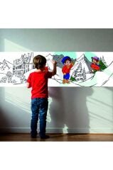 30x120 Boyama Rulosu Yaman Kar Tatili + Pensan 12'li Pastel Boya Kalemi