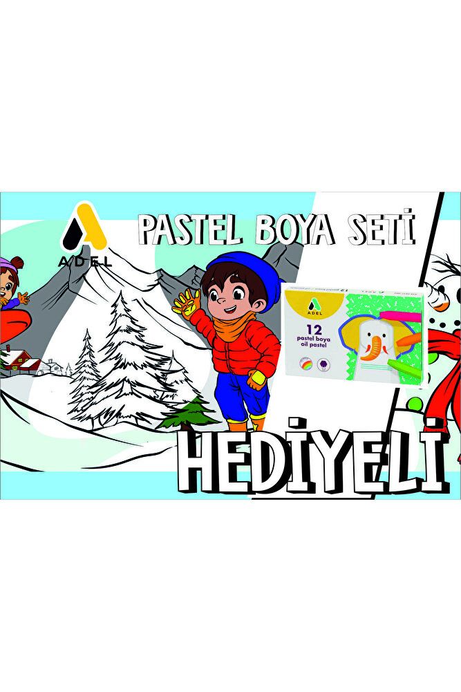 30x120 Boyama Rulosu Yaman Kar Tatili + Adel 12'li Pastel Boya Kalemi