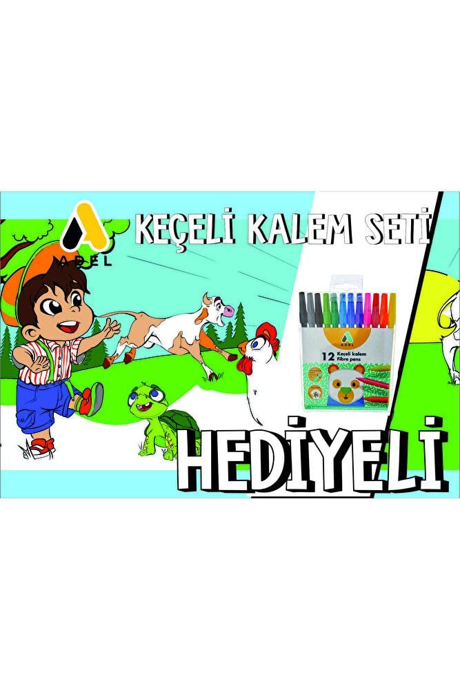 30x120 Boyama Rulosu Yaman Çiftlik Hayatı + Adel 12'li Keçeli Boya Kalemi