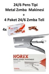 Metal Pens Tipi Zımba Makinesi 24/6 + 4 Paket Bakır Zımba Teli