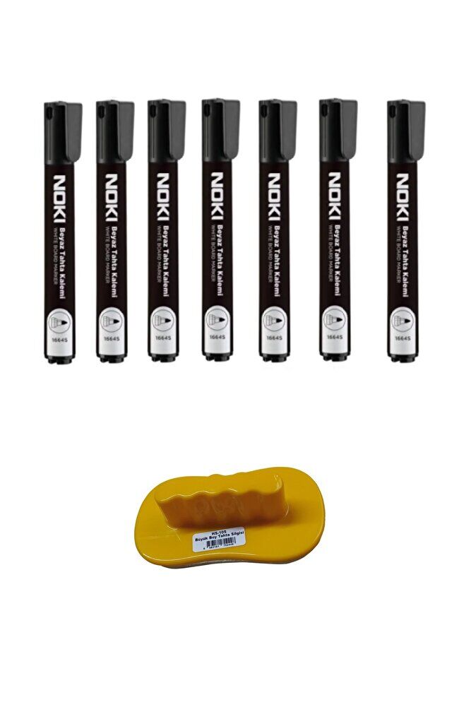 7li Noki Siyah Beyaz Tahta Kalemi + Silgisi