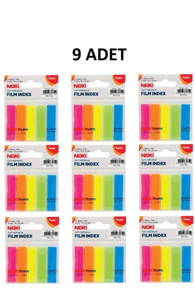 9 Adet Memo Film Index 5 Renk 12x45mm 25 Yp.