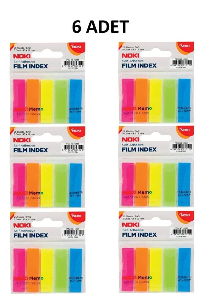 6 Adet Memo Film Index 5 Renk 12x45mm 25 Yp.