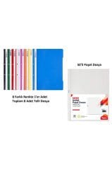 Telli Dosya Set 1 (8 Farklı Renkte Toplam 8 Adet Telli Dosya + 50 Adet Poşet Dosya)
