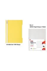 Sarı Telli Dosya Set 2 (10 Adet Sarı Telli Dosya + 100 Adet Poşet Dosya)