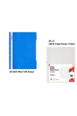 Mavi Telli Dosya Set 3 (20 Adet Mavi Telli Dosya + 100 Adet Poşet Dosya)