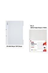 Beyaz Telli Dosya Set 3 (20 Adet Beyaz Telli Dosya + 100 Adet Poşet Dosya)