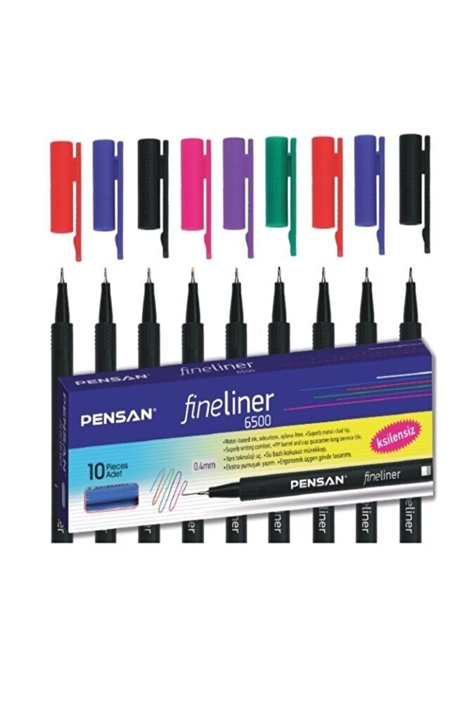 0.4 mm 6500 Fineliner 6 Farklı Renk Toplam 9 Adet Kalem