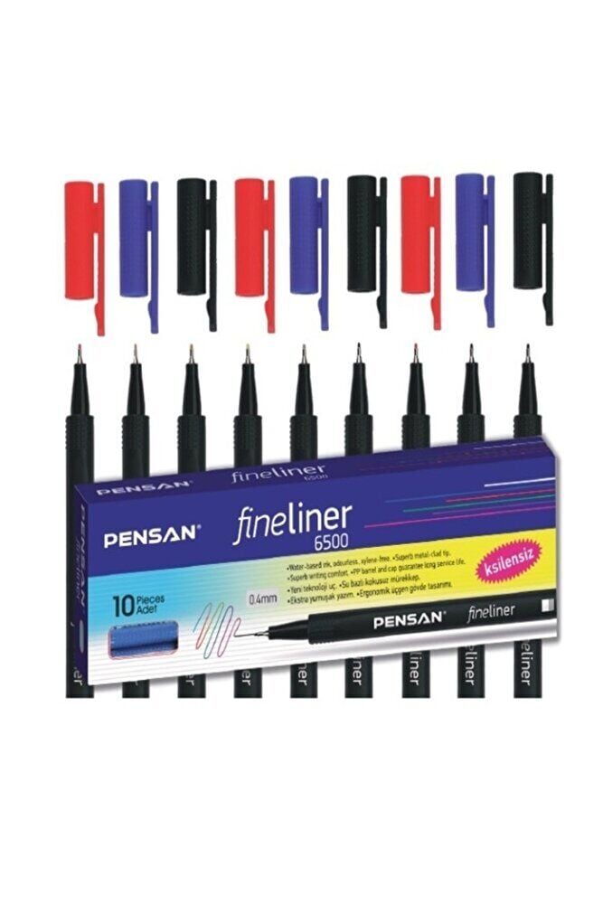 0.4 mm 6500 Fineliner 3 Farklı Renk Toplam 9 Adet Kalem