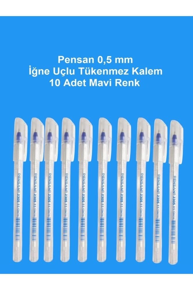 0.5 mm İğne Uç Kırmızı Tükenmez Kalem 10 Adet Yeni Seri 2305