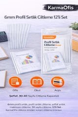 6mm Profil Sırtlık Ciltleme 12’li Set – Şeffaf, 30–40 Sayfa Ciltleme Kapasiteli