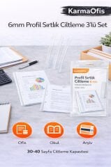 6mm Profil Sırtlık Ciltleme 3’lü Set – Şeffaf, 30-40 Sayfa Ciltleme Kapasiteli