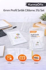 6mm Profil Sırtlık Ciltleme 3’lü Set – Şeffaf, 30-40 Sayfa Ciltleme Kapasiteli