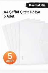 A4 Şeffaf Çıtçıt Dosya 5 Adet – Dayanıklı Evrak Dosyası